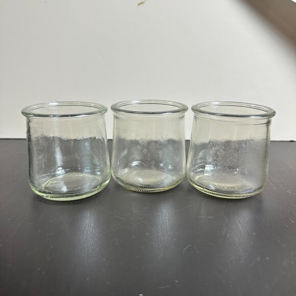 Set of 3 Clear Glass Mini Pots DIY Crafts Planter Repurposed Yogurt Jars - Picture 2 of 7